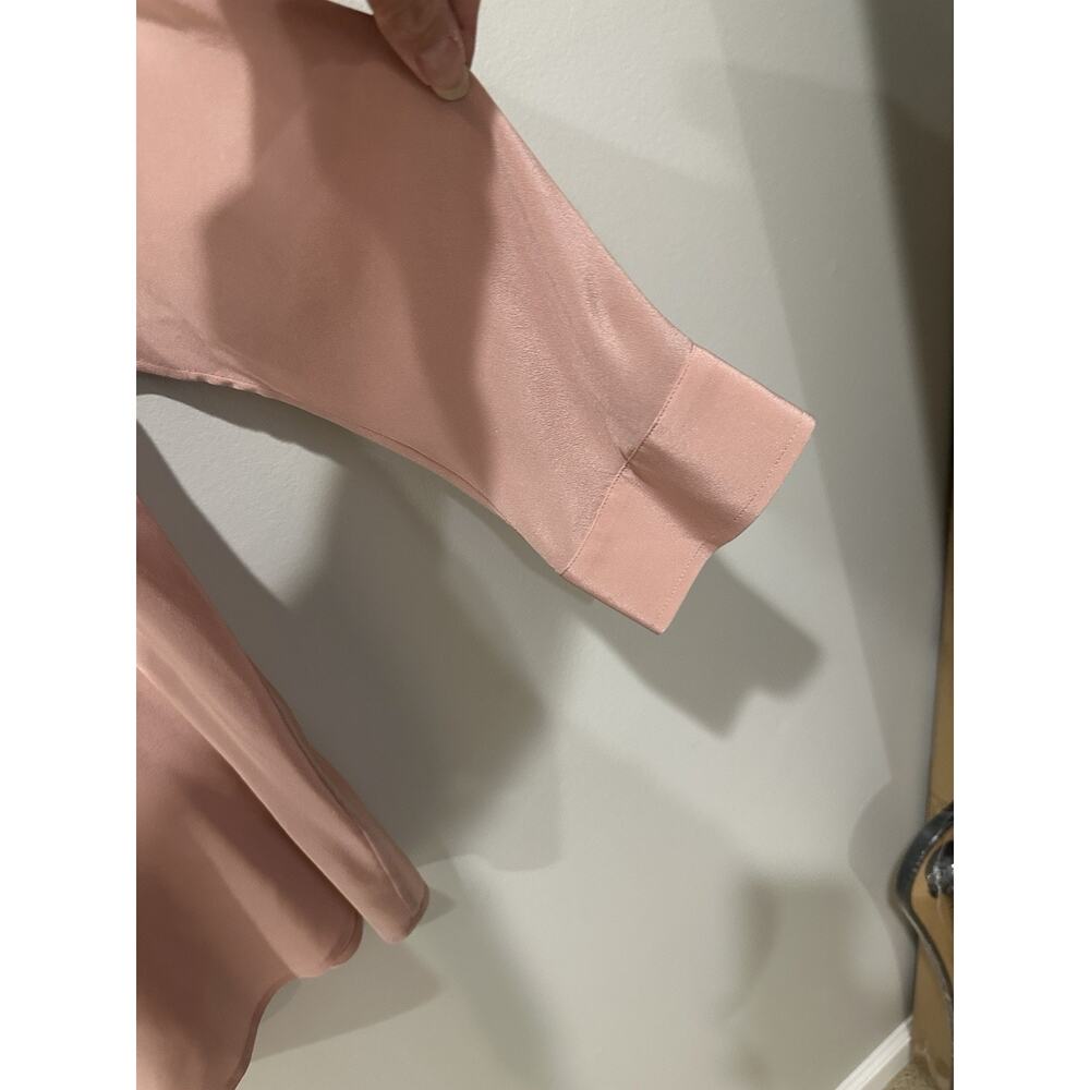 Ann Taylor Pink Mauve 100% Silk Long Sleeve‎ V Neck Blouse Womens Size 14 - Picture 4 of 6